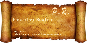 Pacsolay Rubina névjegykártya